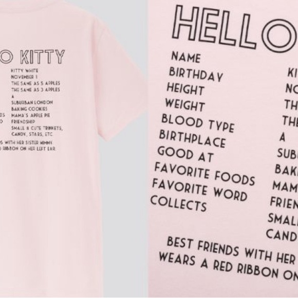 Uniqlo T-Shirt Short Sleeves with Hello Kitty in Very Light Pink Cotton. Sz M - Picture 2 of 7